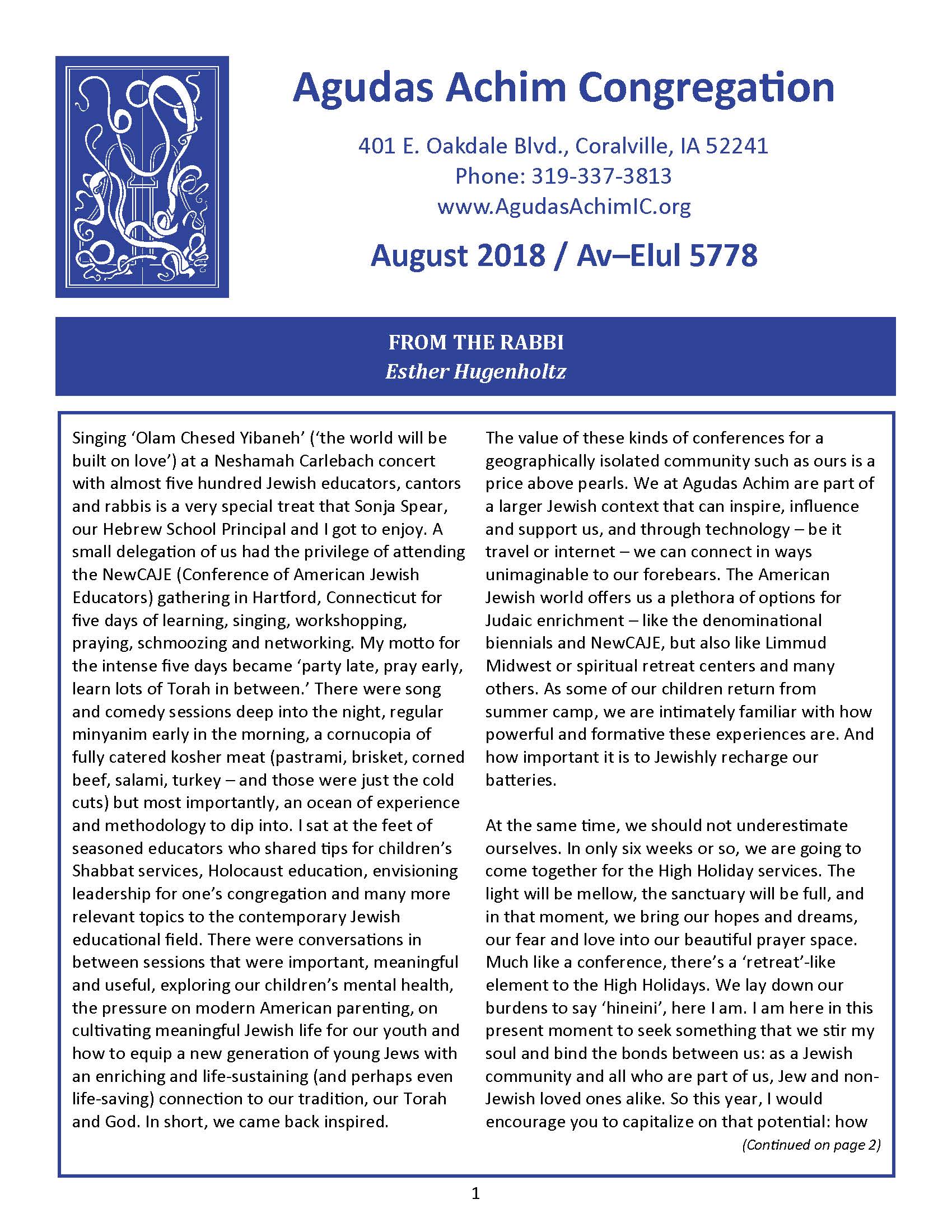 August 2018 Bulletin