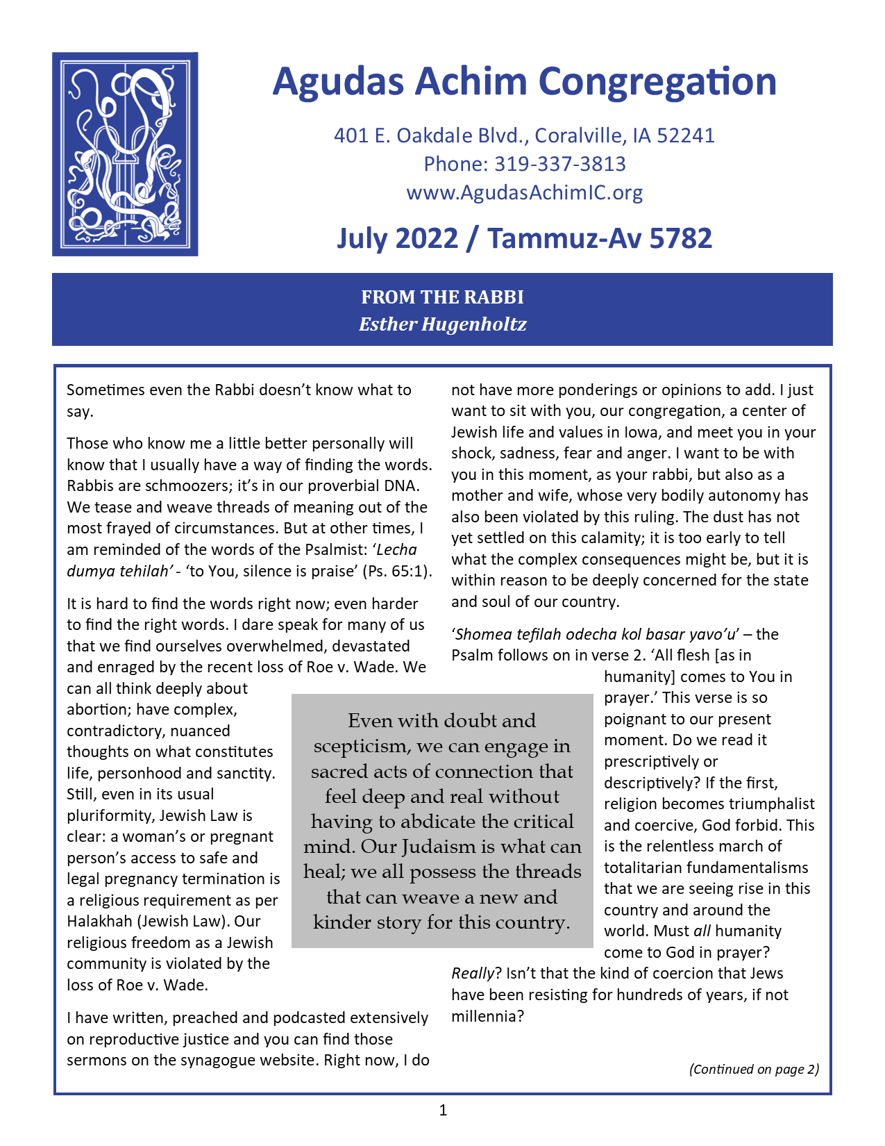July 2022 Bulletin Cover