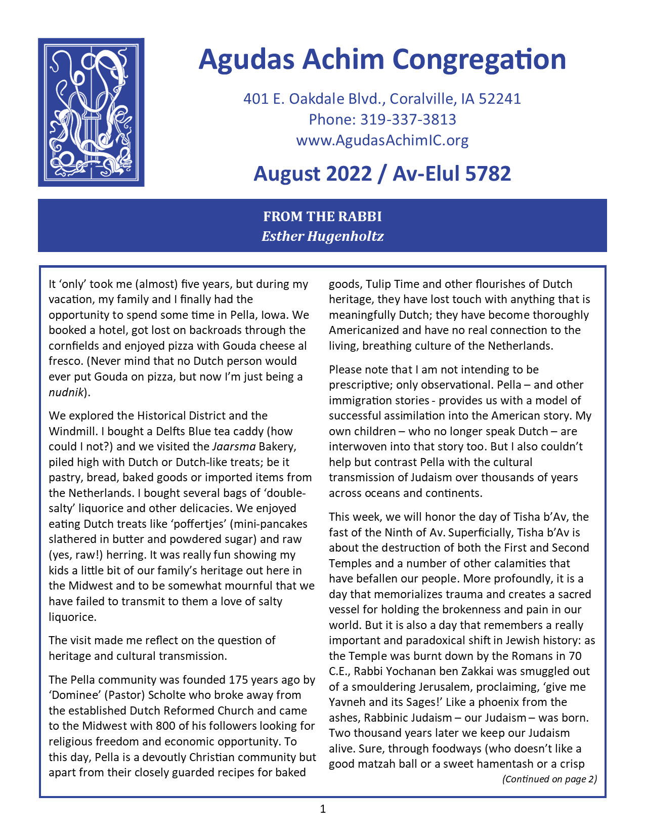 August 2022 Bulletin Cover