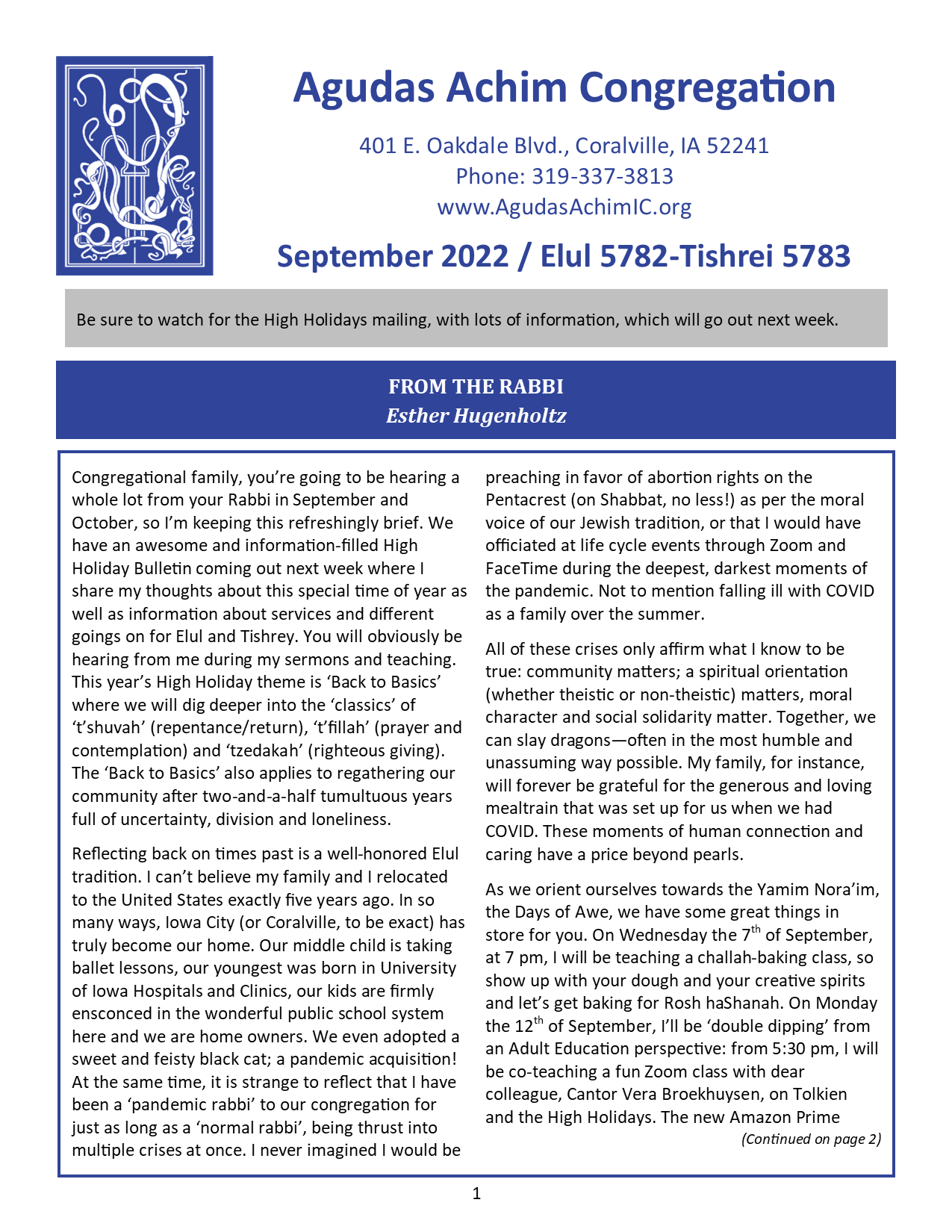 September 2022 Bulletin Cover