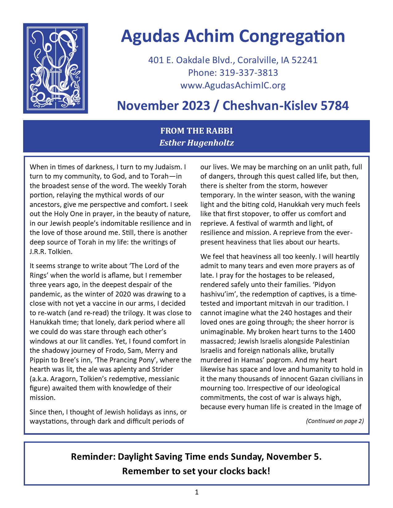 November 2023 Bulletin Cover