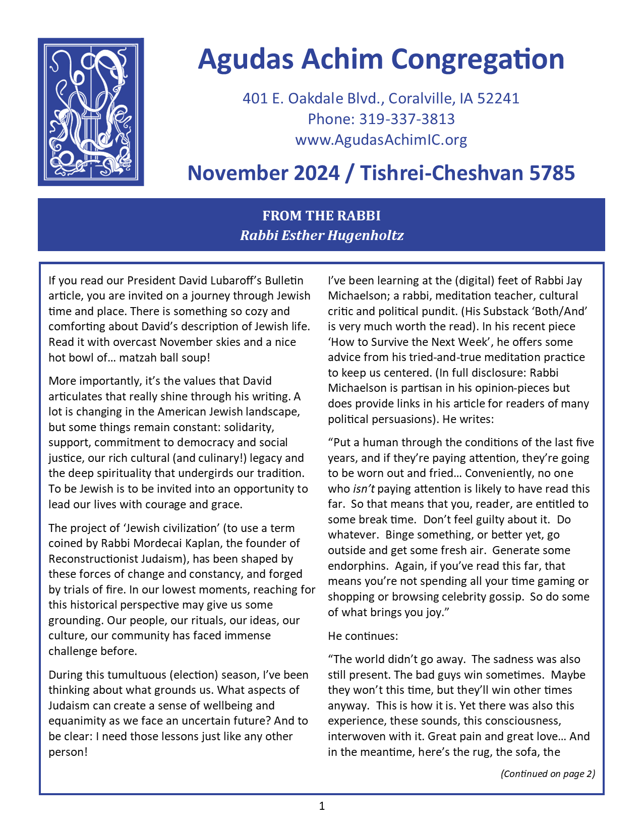 November 2024 Bulletin Cover