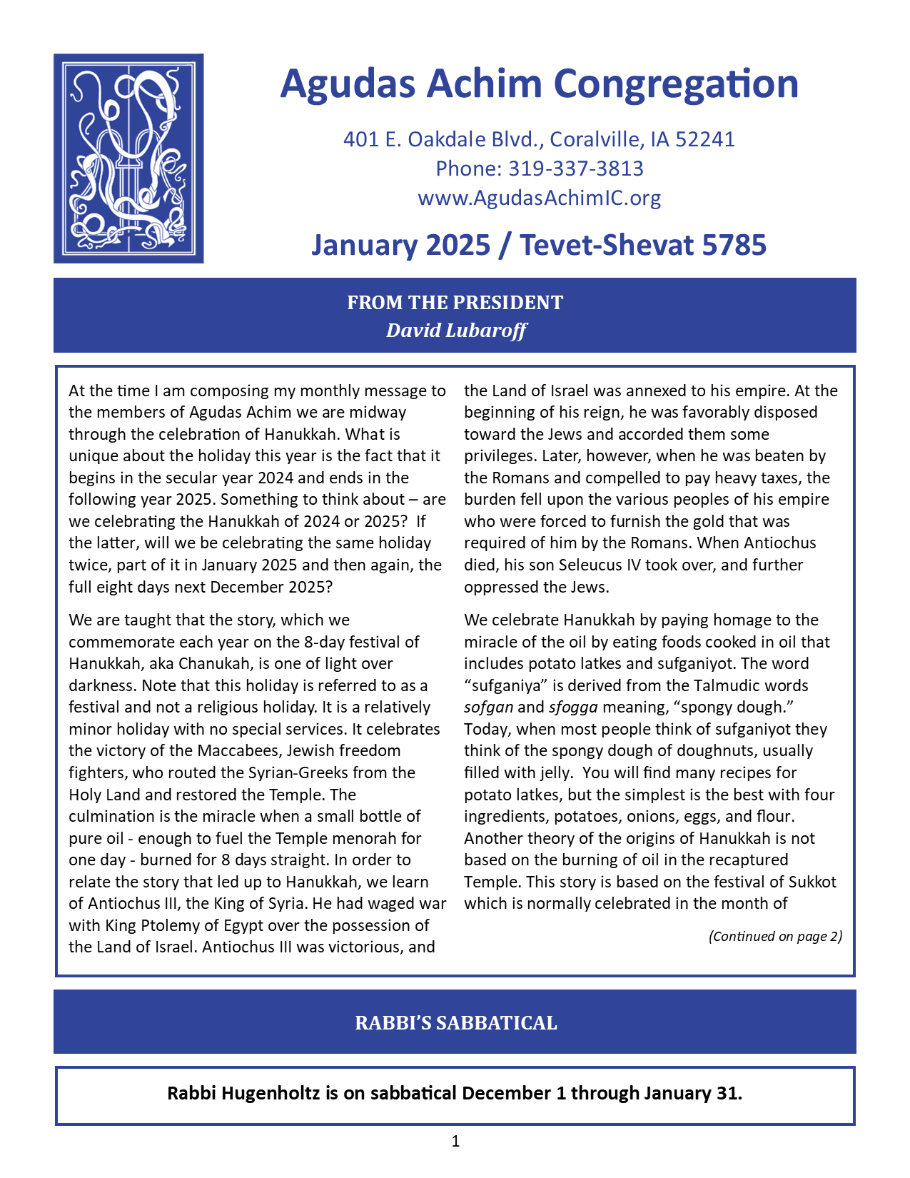 January 2025 Bulletin Cover